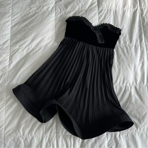 Vintage 2000s Betsey Johnson Strapless Pleated Dress with Wire-Mesh Hemline